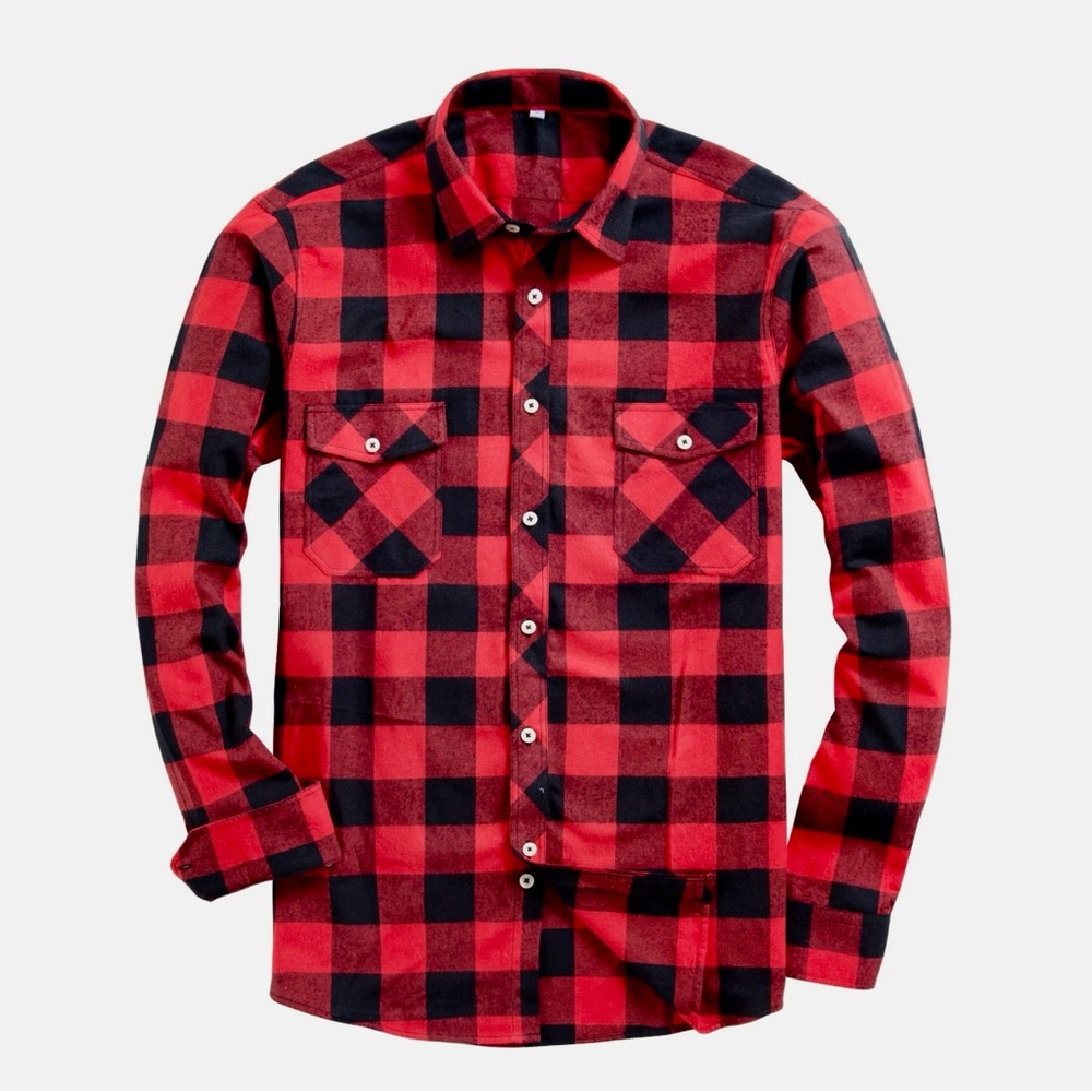 Buffalo Plaid Flannel Button-Down Shirt Size M